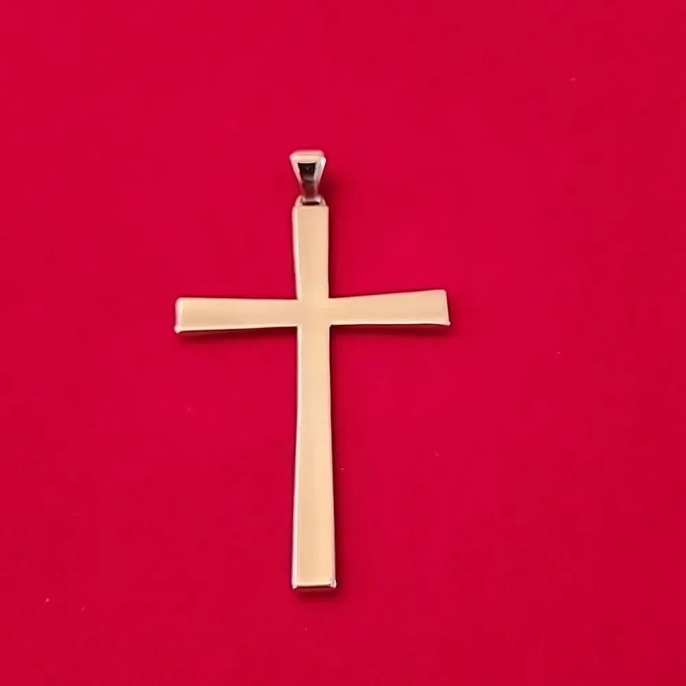 Signed Milor Italy Larfe Bronze Cross Pendant Charm